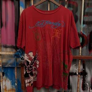 Vintage Ed Hardy Christian Audigier Eternal Courage Tiger Red Graphic Tee
